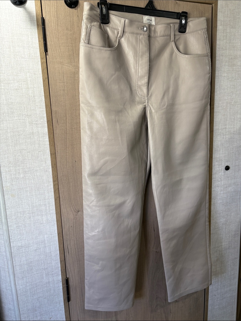 Wilfred Beige Leather Straight-Leg Pants
